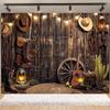 Western Cowboy Photography Backdrop Rustic Farm Barn Haystack Wood House Horse Wheel Background Party Decor Photo Shoot Props