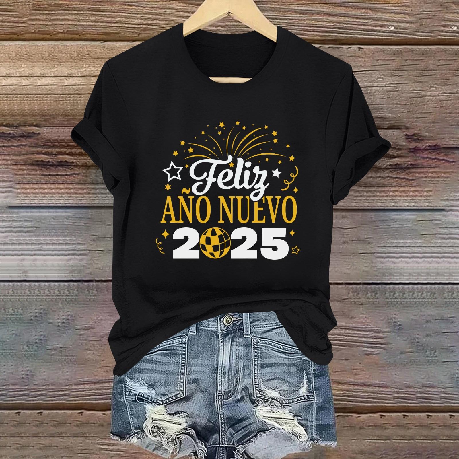 

Women s Long Sleeve Round Neck T-Shirts 2025 New Year Print Puff Sleeve Shirts Button Blouses Tops L чёрный