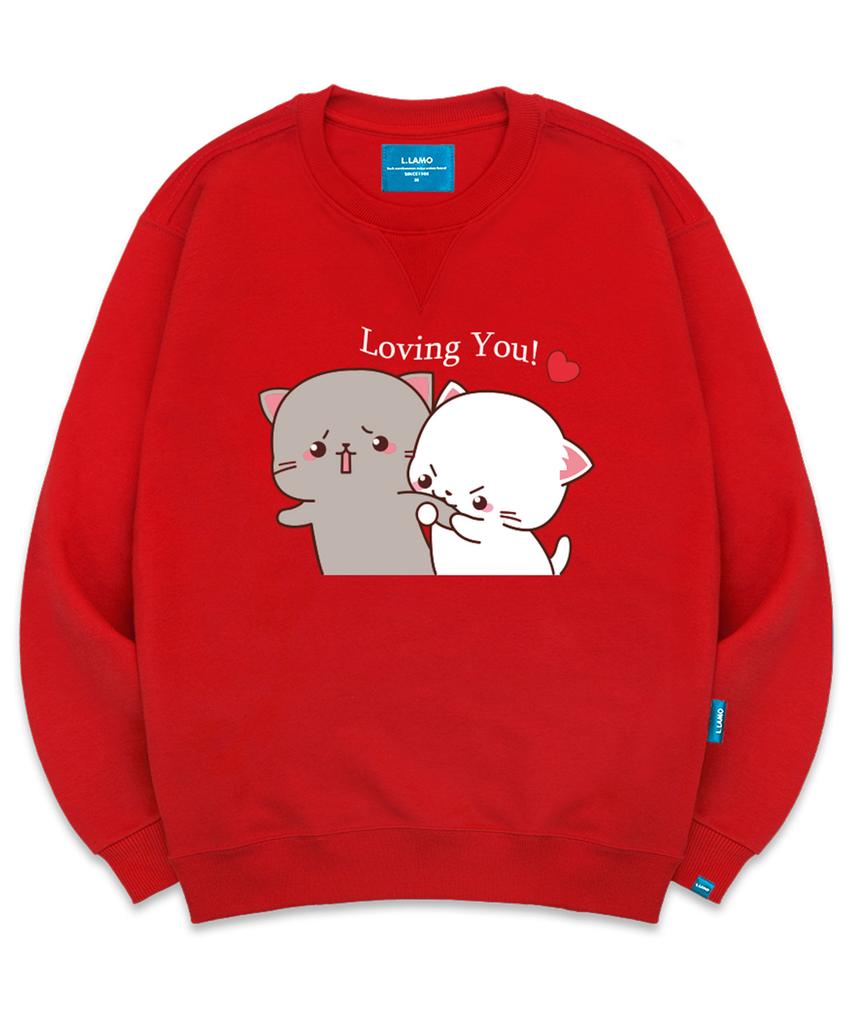 Ellamo Fleece-Lined M Loving You Sweatshirt Unisex Big Size S~4Xl (Type B)
