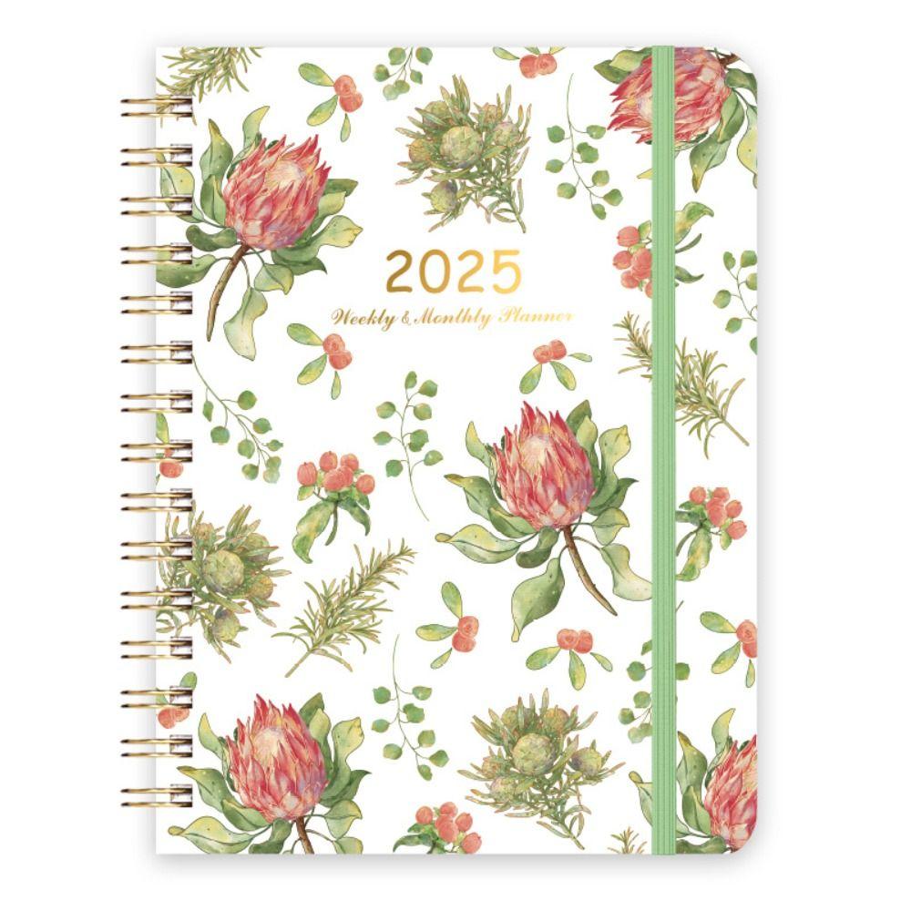 Monthly Flowers Diary Notebook Weekly Plan A5 Schedule  Planner 2025 English Agenda Book  Agenda