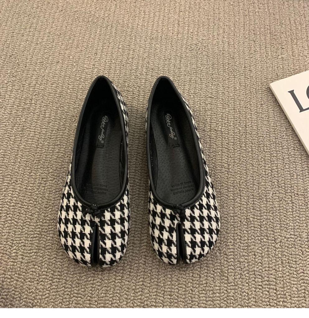 Bean Shoes Women's 2021 Summer Split-Toe Flats with Horsebit Design