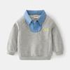 Spring and Autumn Children Lapel Sweater Boys' Fashion Pullover Casual Children Long Sleeves Denim Shirt Collar Tops