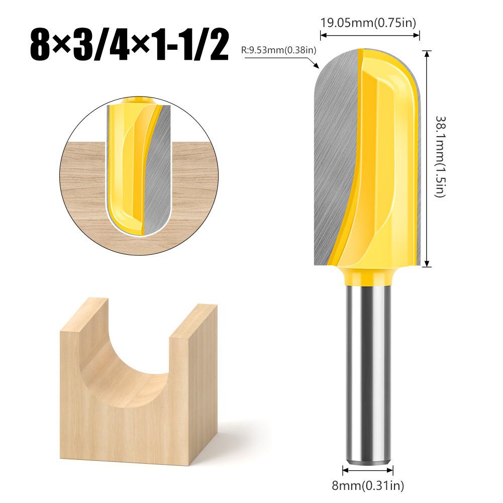 8 Handle Lengthened Deep Round Bottom Cutter Woodworking Milling Cutter Slotting Cutter Trimming Machine Cutter Head Engraving Machine Bakelite
