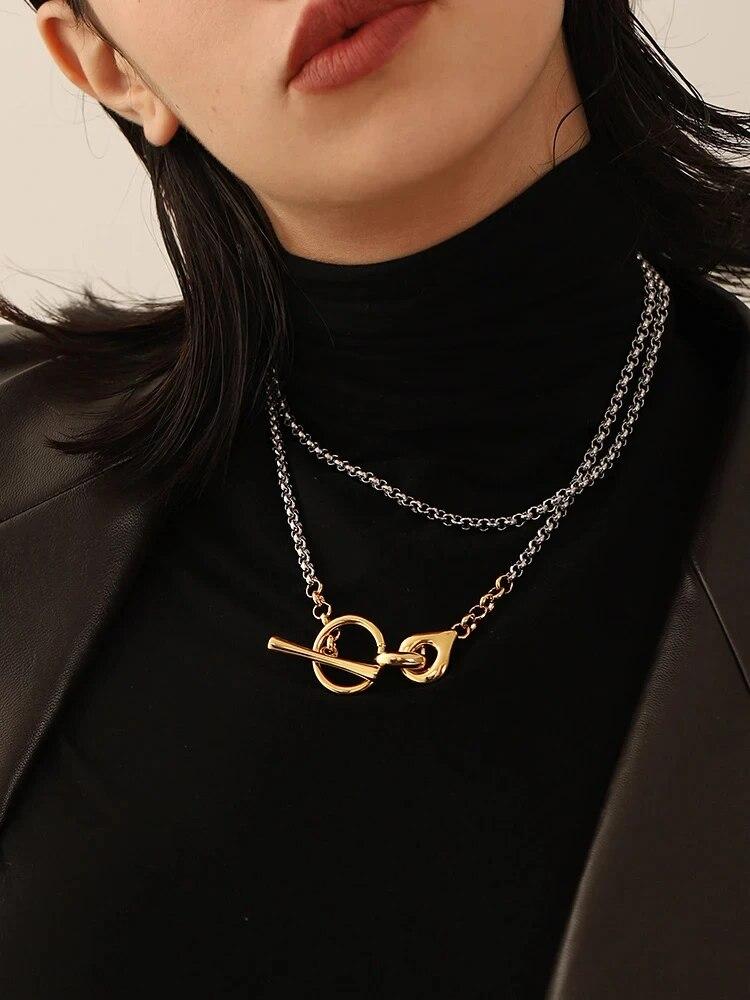 

Peri sBox Statement Unique Design Long Winter Gold Silver Color Mixed OT Clasp Collars Neckalces Street Style Jewelry Wholesale