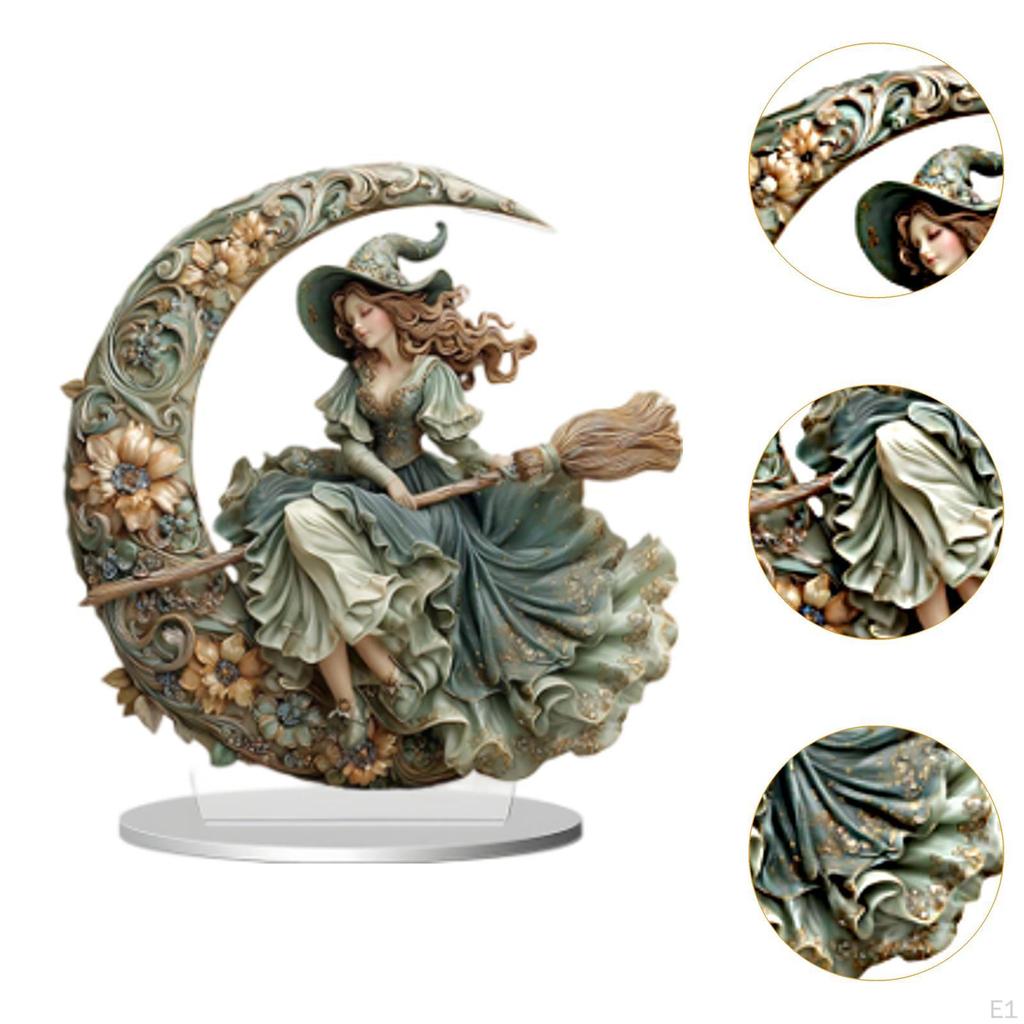 2D Mondhexe Deko Zubehör Fee mit Statue Märchenland Sammlung für Schreibtisch Wohnzimmer Tisch