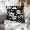 Black And White Sketch Flowers Cushion Cover Decorative Throw Pillowcase Plant Abstract Home Decor Sofa Bed Pillow Covers