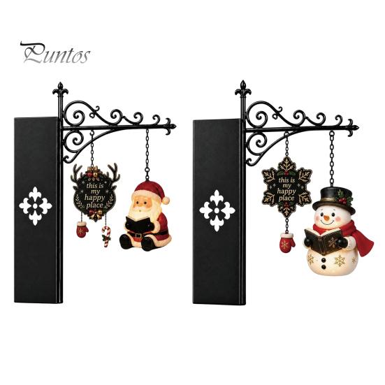 Wall Mounted Holiday Light 2PCS Christmas Bookshelf Lamp, Resin Santa Claus Elk Snowman Hanging Lamp Light, Multi-Color Lighting Ornament for