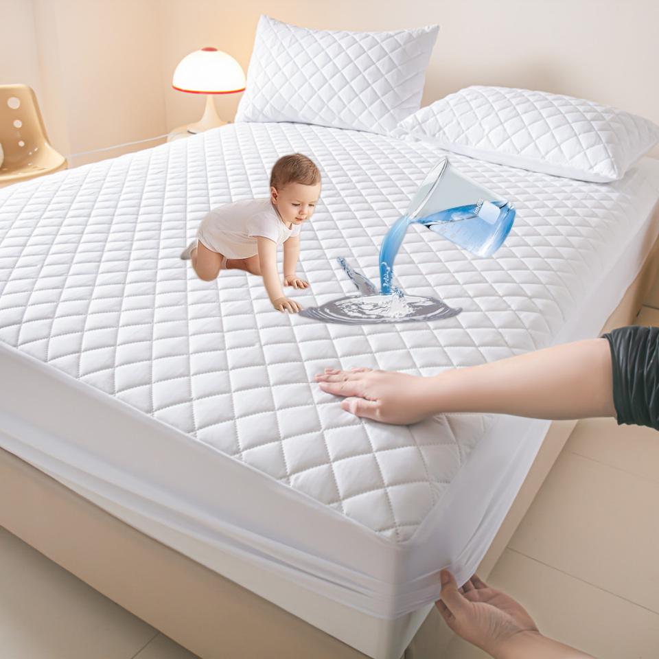 

100% Водонепроницаемый Наматрасник Толстый Однотонный Простынь на Резинке Односпальный/Двуспальный/Кинг 135x200см 160x200см Мягкий Наматрасник only pillowcases белый