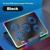 F36 5 Fan Notebook Air-cooled Cooling Stand Support 11-17.3'' Multi-angle Adjustable Gaming Laptop Bracket with 2 USB LED Screen
