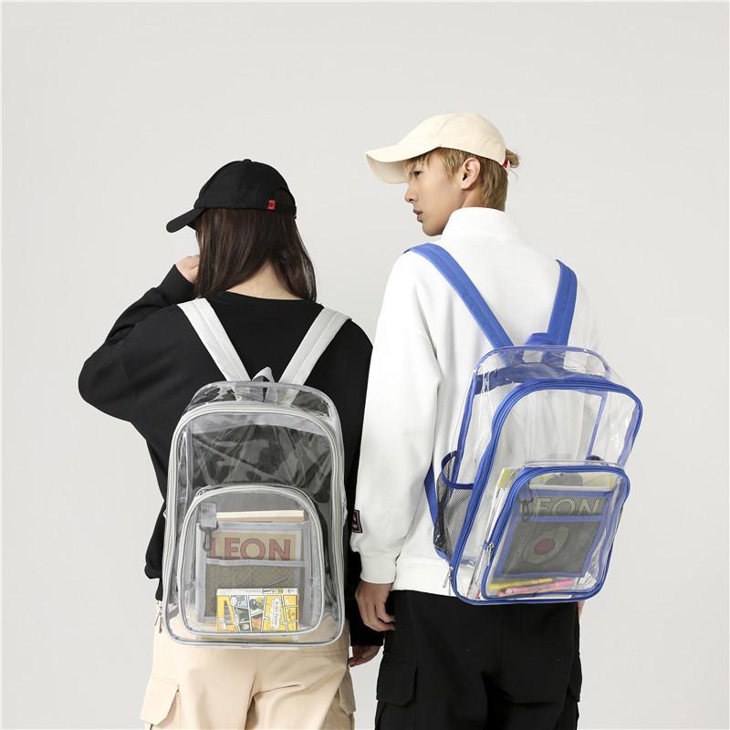 Streetwear Pvc Transparent Backpack With Large Capacity For Men Women Daily Use