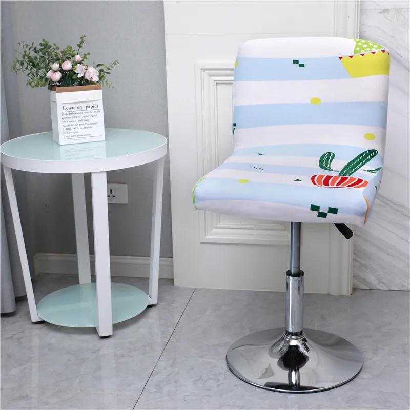 Flower Bar Stool Chair Cover Low Back Chair Slipcovers Spandex Seat Case Elastic Office Chair Cover Dining Seat Protector
