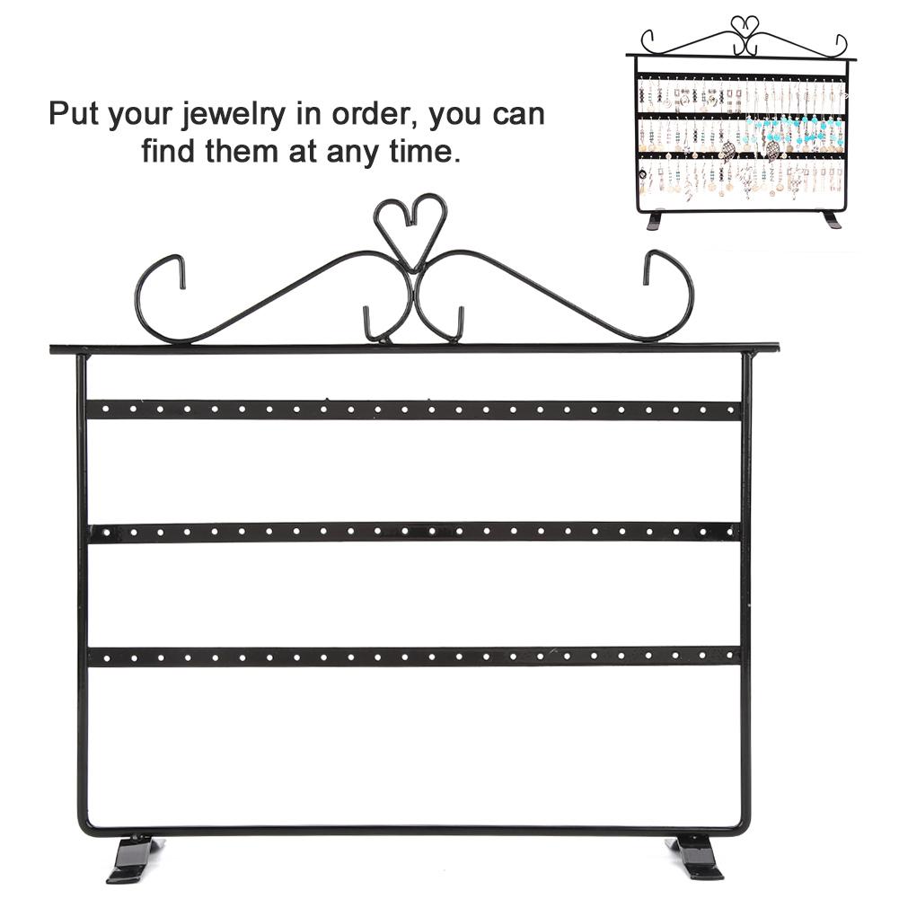 72 Holes Earrings Necklace Bracelet Rings Jewelry Display Stands Hanger Holder Rack Black