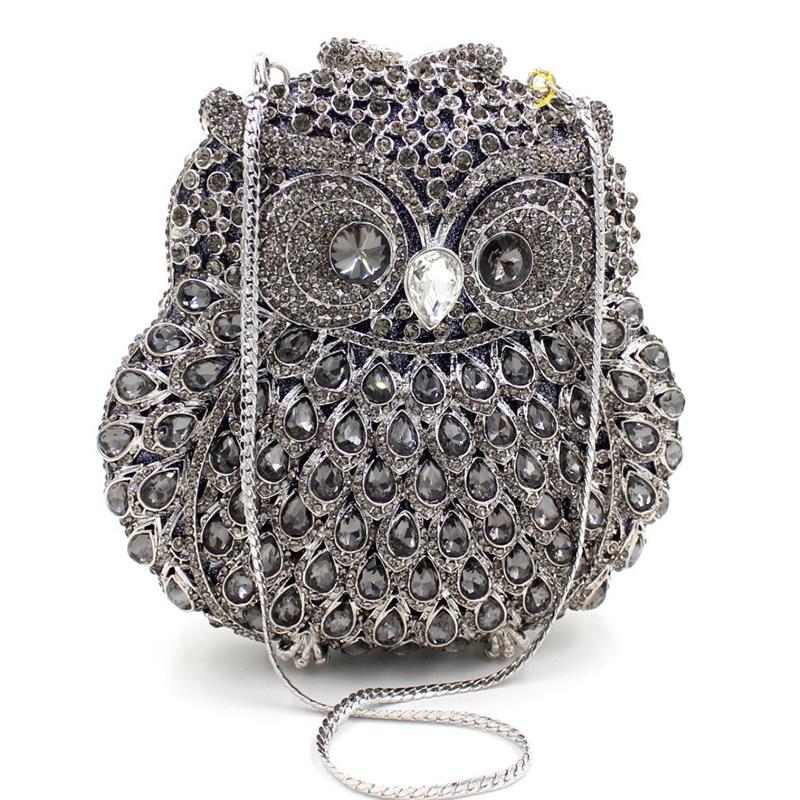 

WHTUOHENG Big Rhinestone Women Crystal Evening Clutches Bags Owl Diamond Handbag Female Wallets Ladies Party Prom Purses Bags 16cmX16cmX6cm