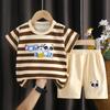 Sommer Kurzarm Cartoon Bedrucktes Kinderhosen-Set aus reiner Baumwolle, geeignet für Jungen und Mädchen Babykleidung