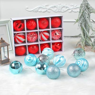 12PCS High-quality Plastic Christmas Ball Set 6CM 6 Colors Xmas Ornament Ball Suspensable Xmas Baubles Showcase