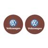 2Pcs Car Logo Coaster Suede Water Cup Anti-Slip Pads Keychain For VW Golf Amarok T5 Phaeton Teramont ID3 Tiguan T-Cross Passat