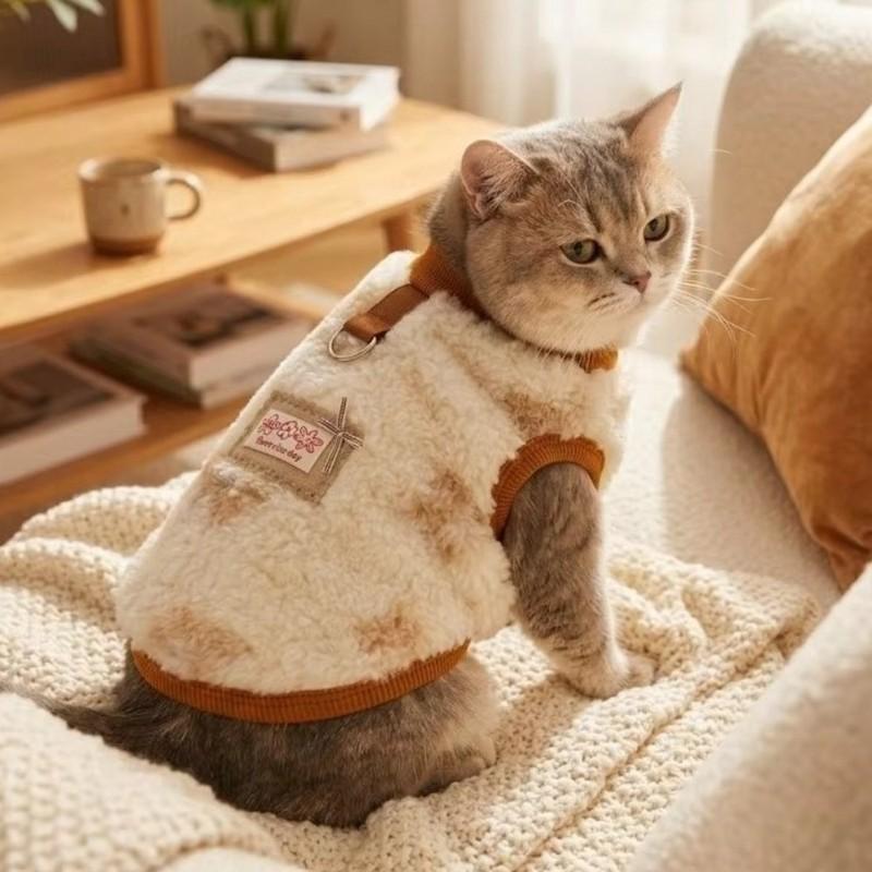 Fashion Warm Thicken Dog Coat Soft Plush Cozy Pet Fleece Coat Thick Fleece with D-ring Two-legged Pet Vest Outdoor Activity