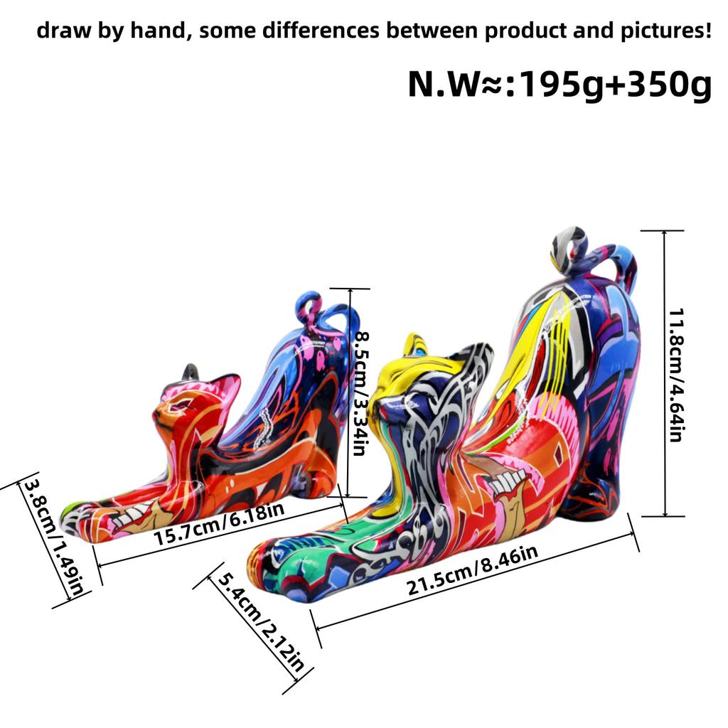 New Creative Design Set of 2 Cat Ornaments Home Living Room Wine Cabinet Work Decoration Decoration Resin Crafts