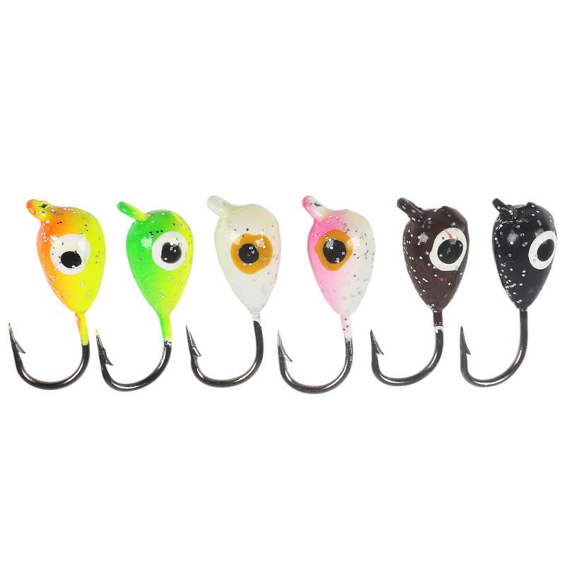 6-Color Raindrop-Shaped Lead Head Fishing Hook 1.6g Micro-Lure for Ice Fishing with Soft Bait