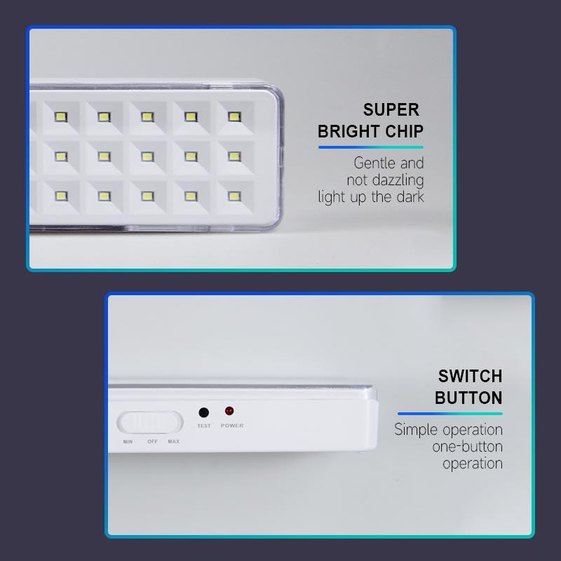 Wholesale 60LED Handheld Emergency Lights Rechargeable Fire Evacuation Lights Outdoor Camping Lamps with 2 Dimming Settings
