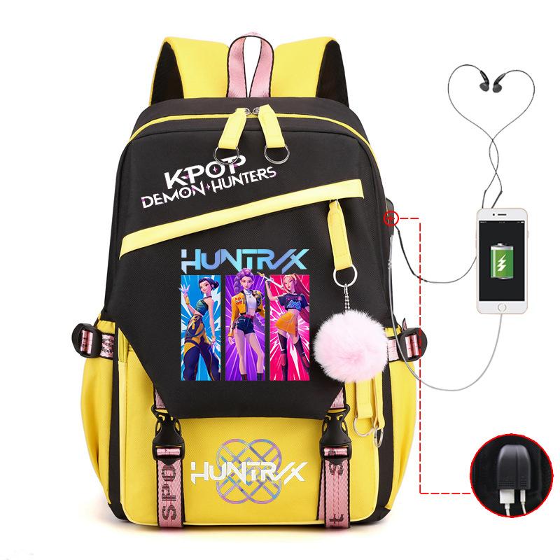 Children'S Schoolbag Contrasting Colors Neutral Leisure Travel Usb Backpack Animation Printing Primary And Secondary School Students