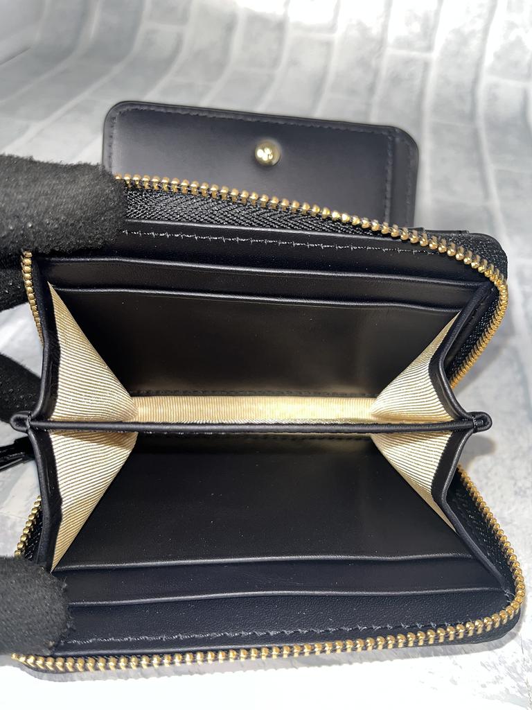 GUODI Bi-fold Wallet, Genuine Crocodile Leather, Shining (Glazed) Finish, for Men and Women, HL-9769-CRS (Black), Compact Folding Wallet