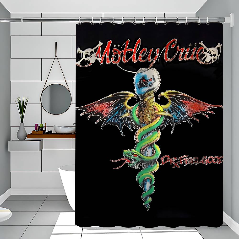 Popular Band M-Motley Crues Simple Shower Curtain Bathroom Shower Curtain Easy To Clean And Scrub Polyester Waterproof Opaque