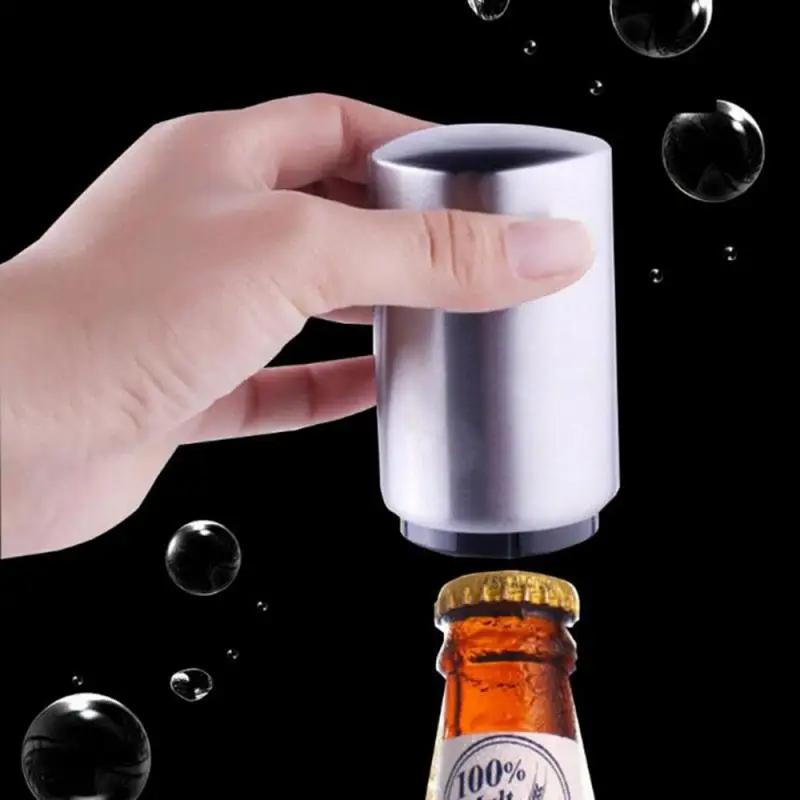 Automatic Beer Bottle Opener Magnetic Beer Cap Opener Stainless Steel Push Down Soda Wine Opener Party Bar Tools Kitchen Gadgets