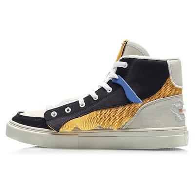 Li Ning CF Serie Su Resistente al Desgaste Transpirable Antideslizante Zapatos de Skate de Caña Alta para Hombre Zapatos de Skate Azul Amarillo AGCR079-3