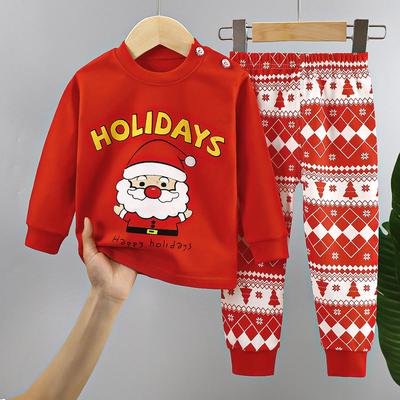 Kerst Kinder Sets Katoen Lange Mouw Kinderkleding Jongen Meisje Herfst Winter Tops Broek Pakken Kerstman Kerstboom