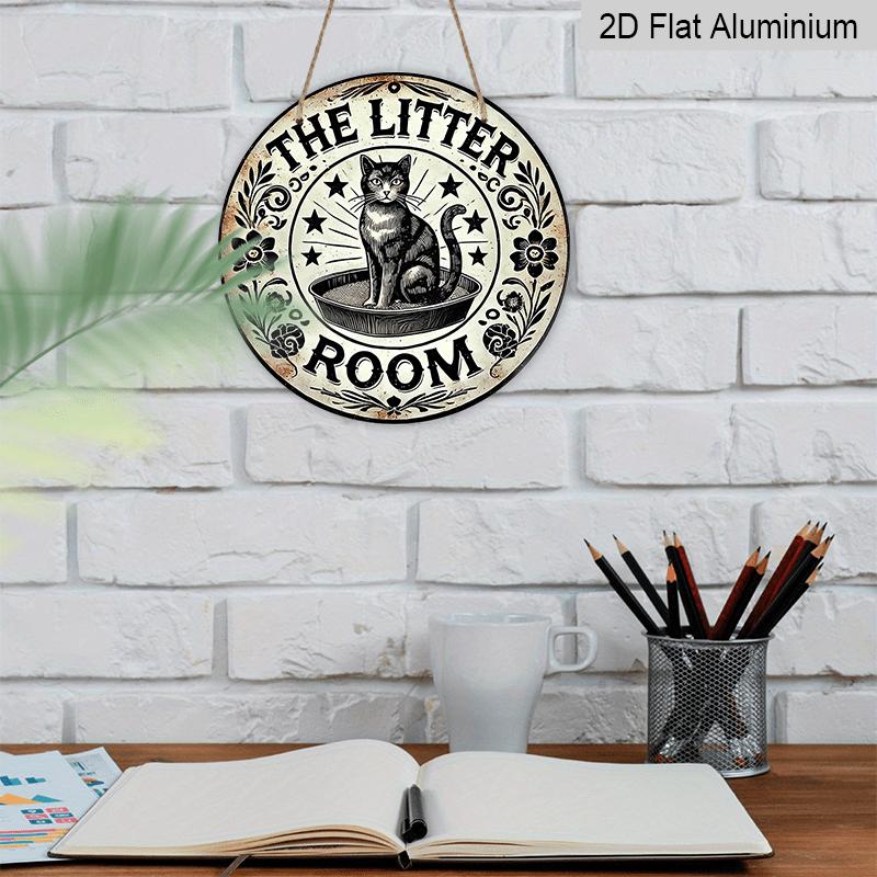 2D Flat, 1pc Printed Round Aluminum Decorative Sign with a Cat Theme, Measuring 20×20 CM (7.87×7.87 Inches), Perfect for Areas Where Cats Are Kept At