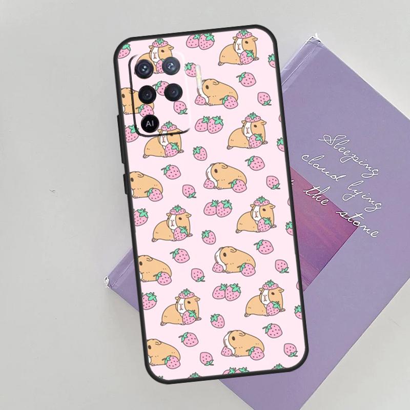 Cute Cartoon Guinea Pig Cover For Oppo A78 A98 A74 A54 A94 A15 A16 A17 A52 A72 A76 A96 A53 A57S A58 A5 A9 Phone Case