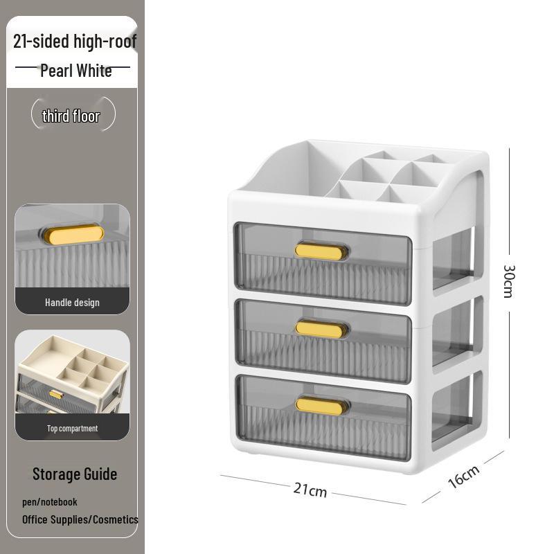 Multi-layer Desktop Organizer: Drawer-Type Storage Box for Office Supplies, Stationery, and Cosmetics