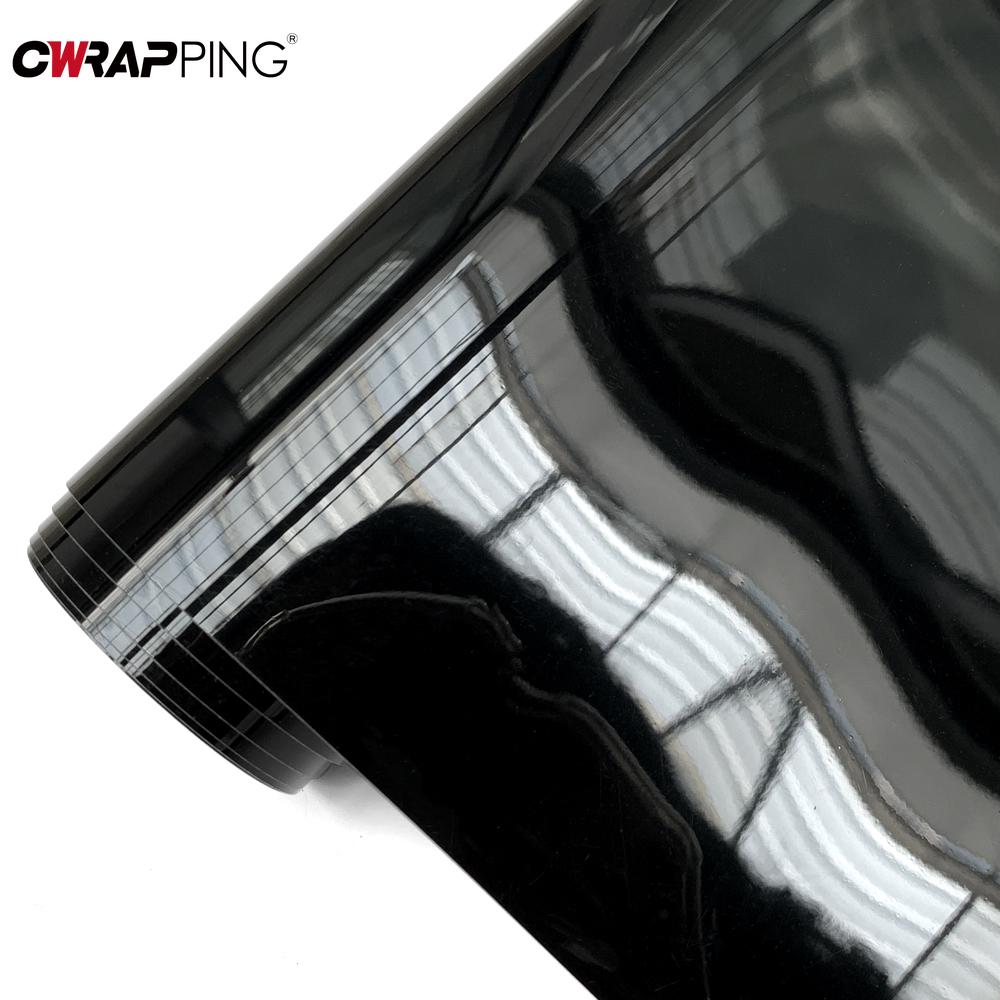 PET Glossy Black Vinyl Wrap Films Self Adhesive Waterproof Color Changing Car Sticker for Scooter Motorcycle Car Accessories