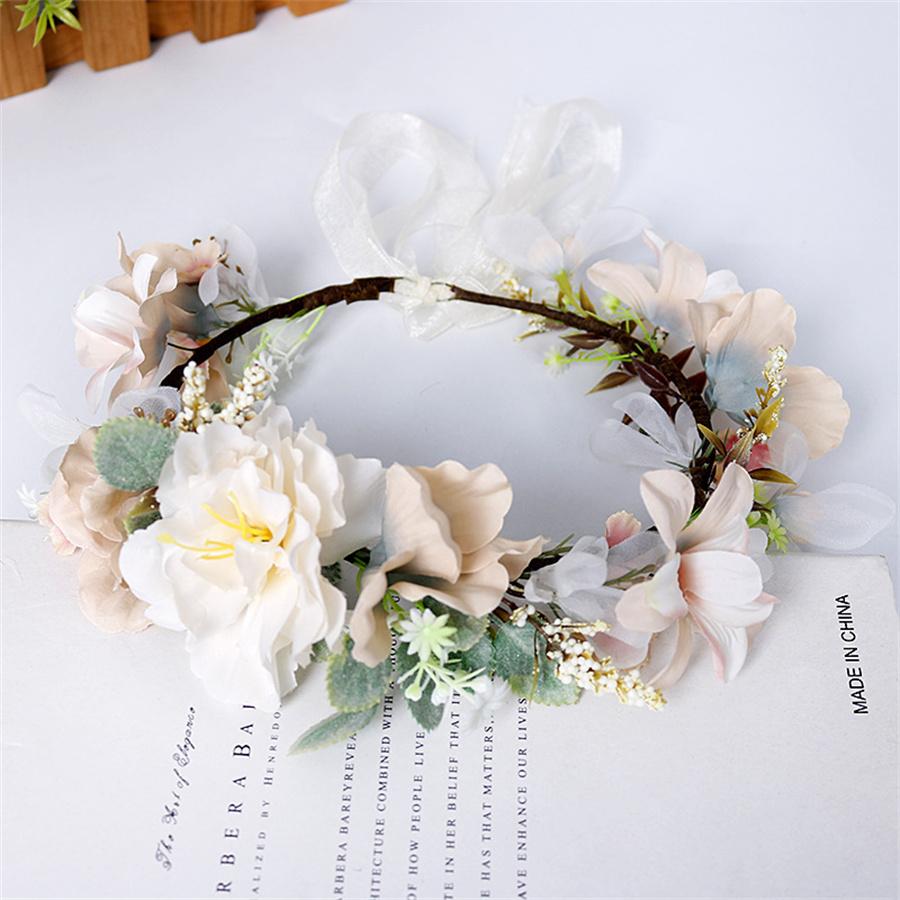 Women Girls Flower Headband Bride Flower Crown Hairband Hair Accessories Wedding Party Spring bohemia Wreath Headpiece Headwear