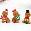 Gingerbread Figurines Mini 3 Pieces Party Christmas Figurine Resin Art Decoration Sculpture For Shelf Table Home Festive Indoor