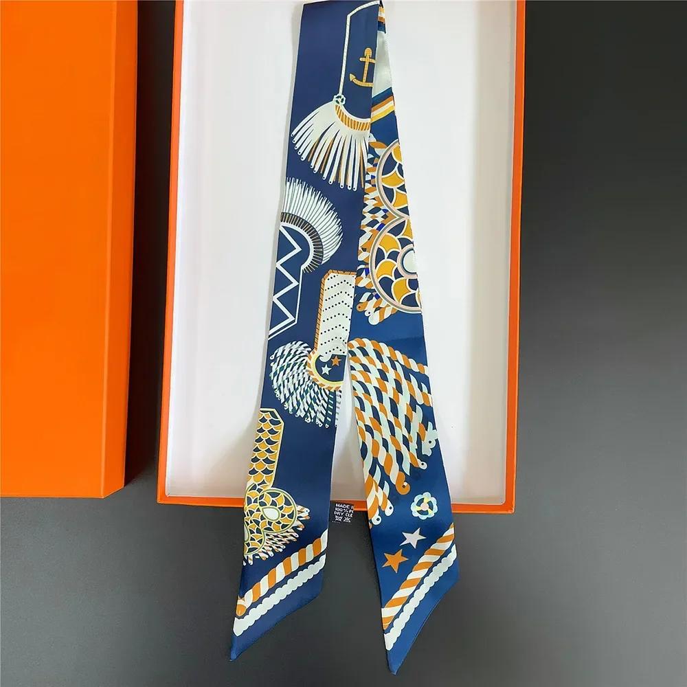 Long Lady Bag Silk Scarf Skinny Neck Hair Scarfs For Women Band Headwear Handbag Tie Ribbons  New Handle Wraps Summer