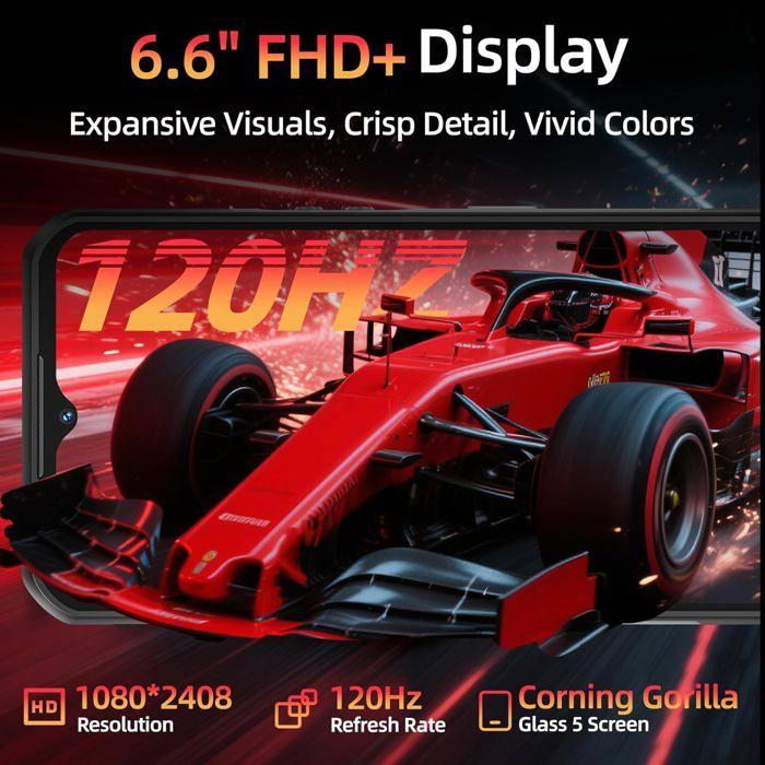 Telephone Portable Incassable 5G OUKITEL WP62 Android 15 48Go +512Go Smartphone Incassable 11000mAh 6.6" 108MP Dual SIM/NFC Noir