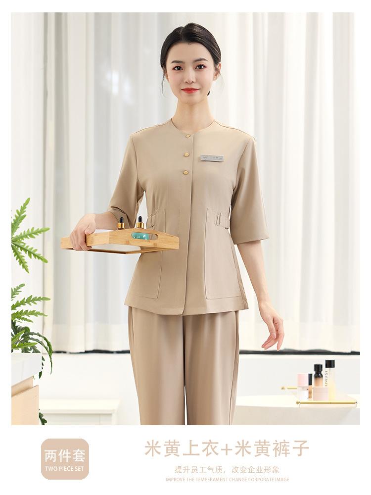 Set Uniforme Salone di Bellezza da Donna Manica 3/4 Scollo a V Top Pantaloni Estetica Medica SPA Massaggi Studio Dentistico Abbigliamento da Lavoro