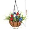 KX4B Metal Coir Hanging Basket Red White Blue Tulip Flower Pot Holder for Indoor Outdoor Garden Yard Decoration Gift