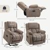 Electric Reclining Chair, Brown, Heating, Vibration Massage