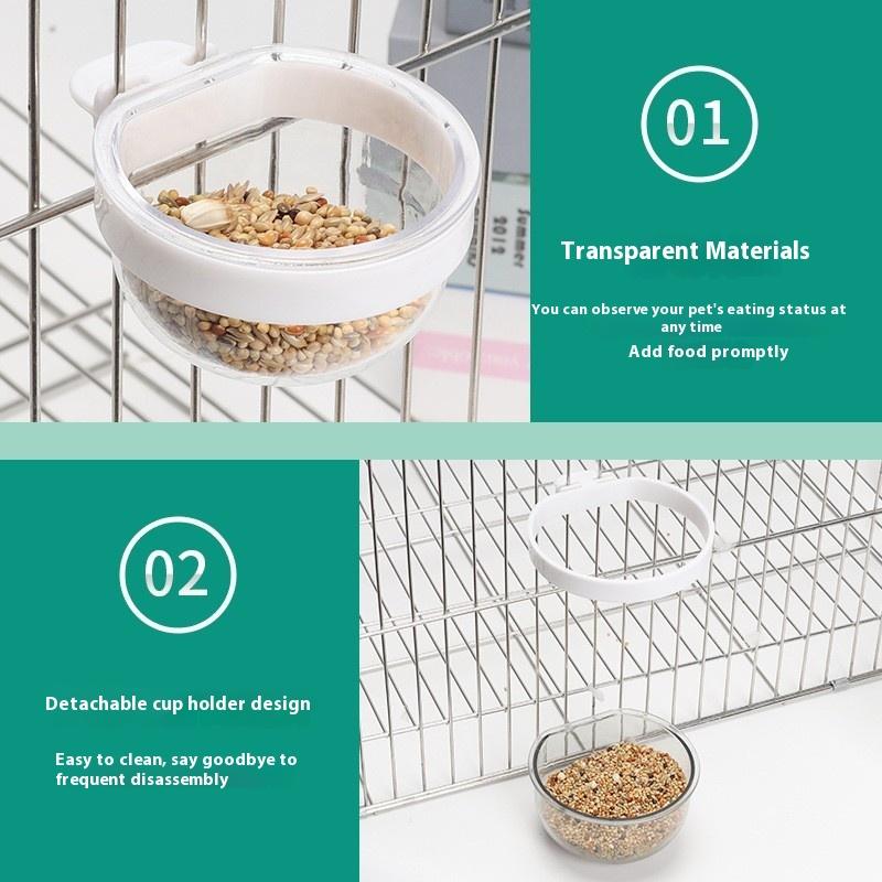 Miska na krmení ptáků Odnímatelná Průhledná miska Plastová Nádobka na jídlo Do klece Pohodlný Závěsný Krmítko na semena a vodu pro papoušky
