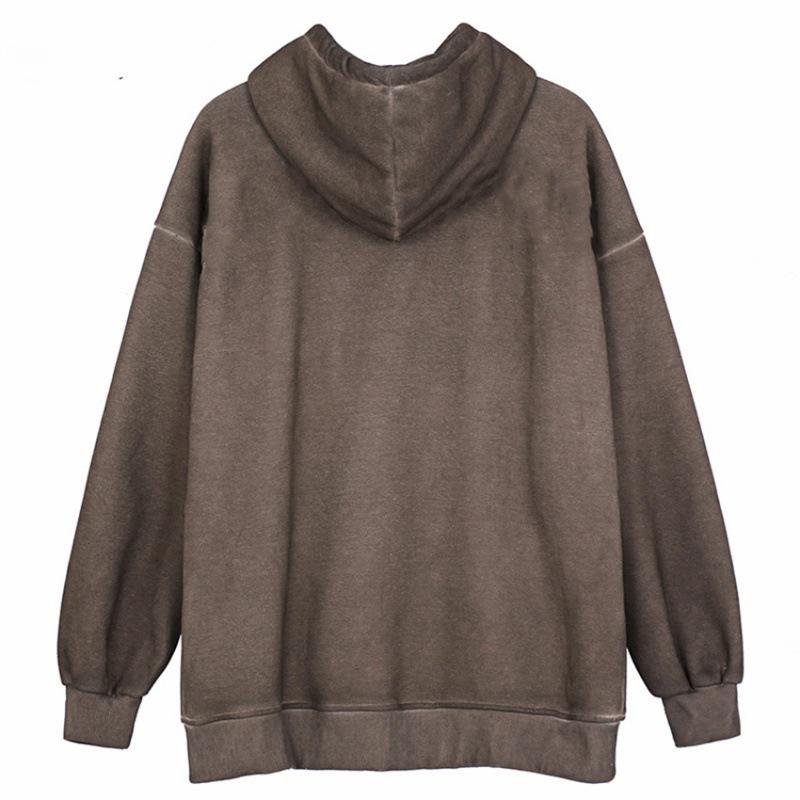 2023 Women's Trendy European & American Loose Street Sport Zip-Up Hooded Cardigan.