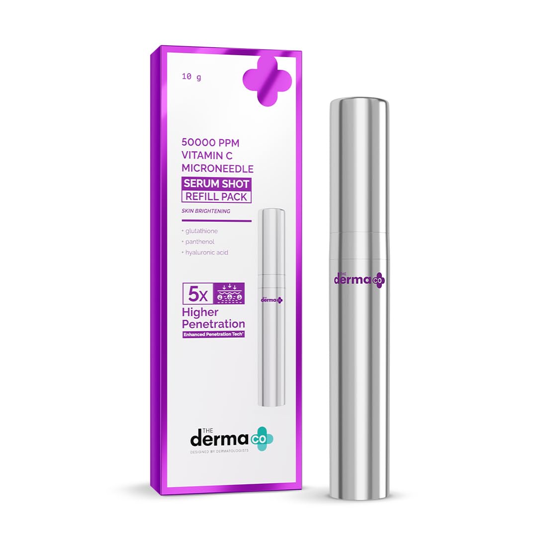 The Derma Co Сыворотка-шот с витамином С 50000 PPM для микронидлинга, сменный блок 10 г | Осветляет кожу и стимулирует выработку коллагена