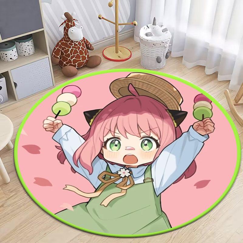 S- SPY×FAMILY Japanese Anime Cute Anya Forger Print Round Carpet.Bedroom,Balcony,Entry Door,Chair Non-slip Mat.Gift,Picnic,Rug