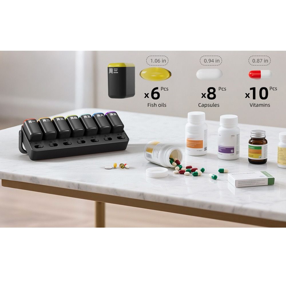 Detachable 7-Day Pill Organizer Sealed Weekly Pill Case Durable Daily Pill Box  Household