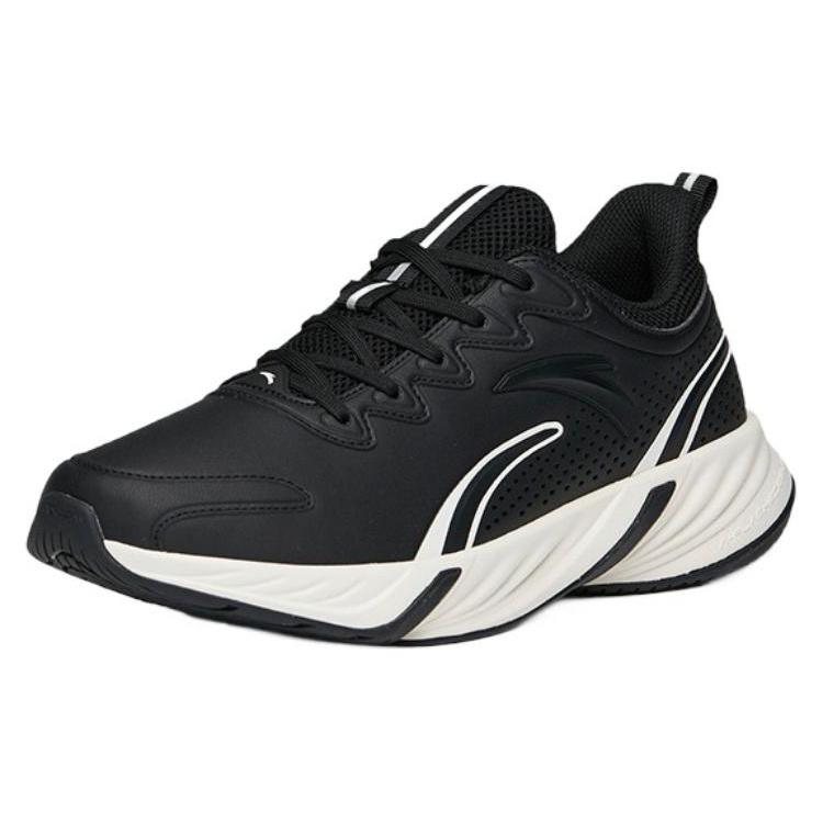 Anta Cushioning Slip Resistant Abrasion Resistant Low top Running Shoes Men's Black White 112145523-7