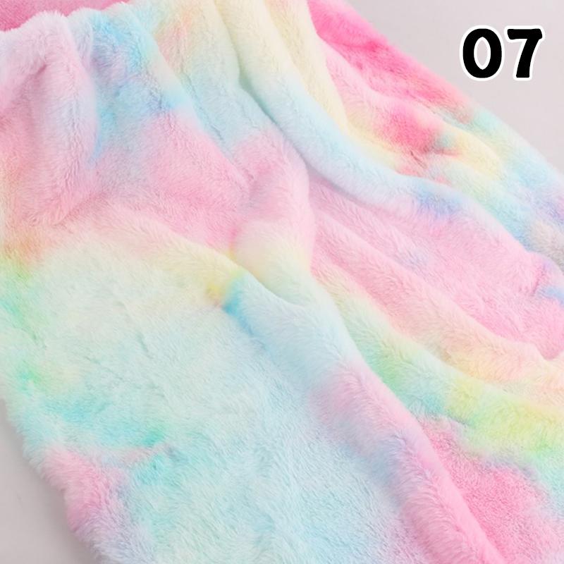 50x160cm Tie Dye Faux Rabbit Plush Fur Fabric Gradient Smooth Soft Rainbow Cloth For Diy Sewing Garments Dolls Clothes Hat Scarf