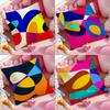 Abstract Curve Contrasting Colors Cushion Cover Anti-dustmite Pillowcase Invisible Zipper Silky Short Plush Sofa Cushion Cover