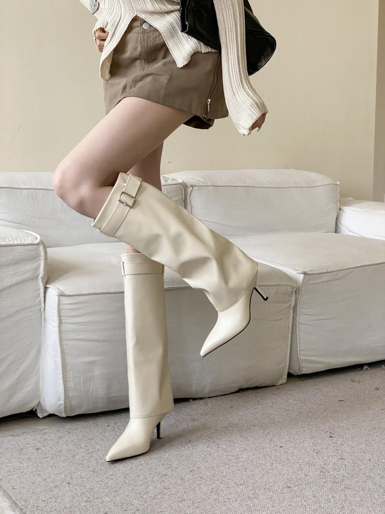 Niche French temperament pointed heel pants boots women's 2025 autumn new fashion tall thin boots